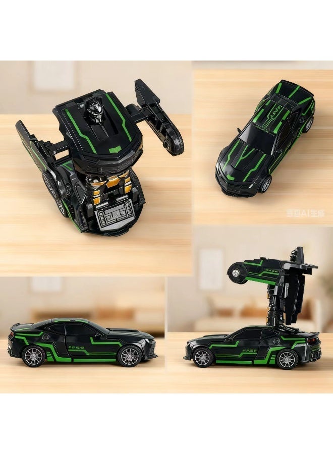 Chabeia Friction Powered Car Truck Toys, for 3-8 Year Old Boy, Transforming Toys Cars for Children, Most Popular Birthday Presents for boys. (Black & Green) - Image 2